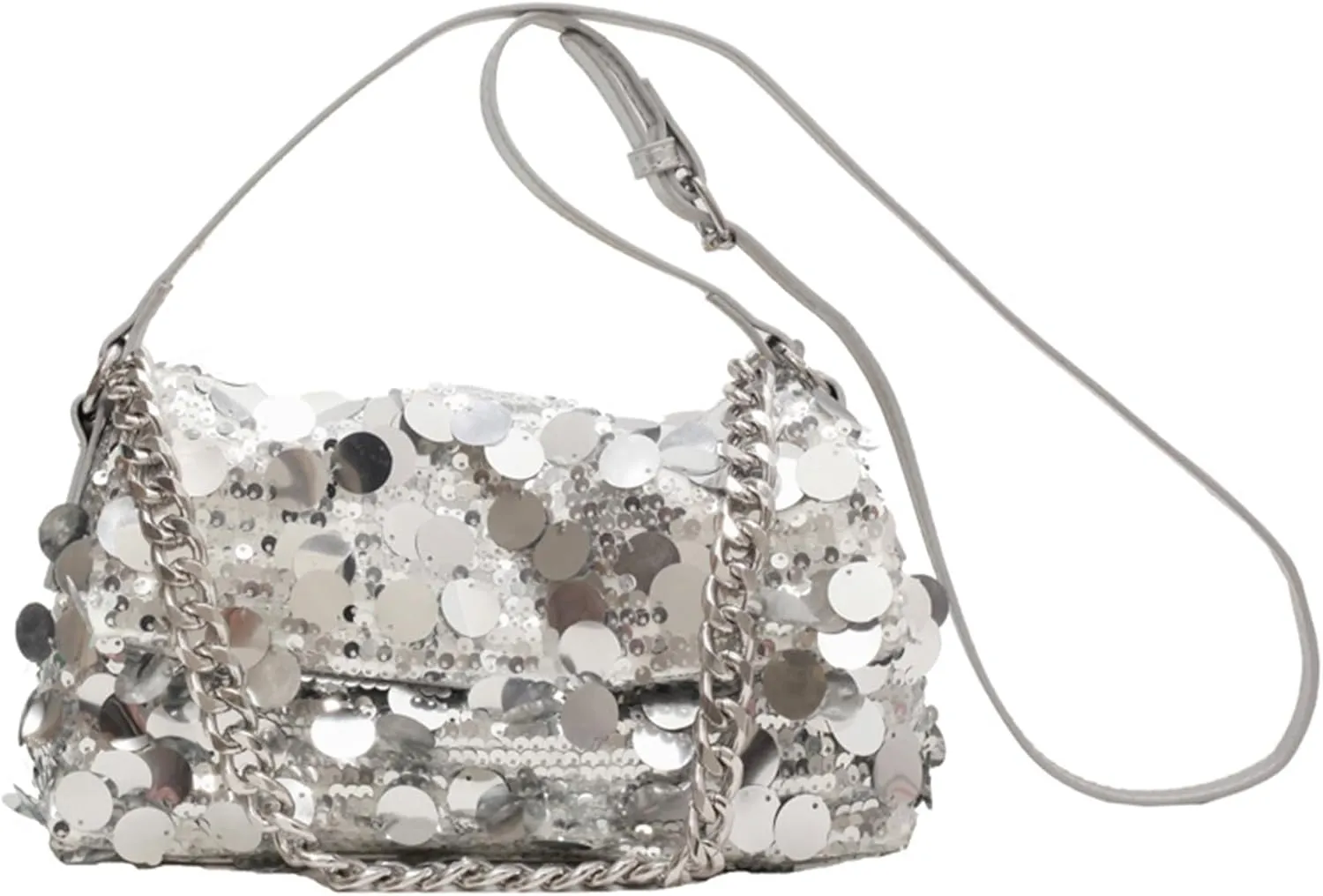 Women's Glitter Sequin Evening Bag Shiny Clutch Chain Shoulder Bag Fashion Crossbody Handbag for Prom Party Weddingbag1829OWOISS