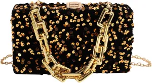 Women's Glitter Sequin Satchel Retro Evening Shoulder Bag Party Clutch Wedding Purse Fashion Crossbody Prom Handbagbag278OWOISS