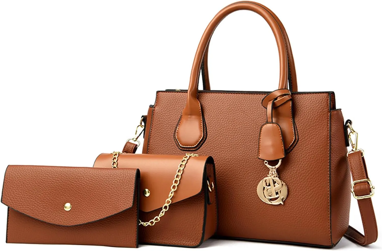 Women's Handbag Purse PU Leather Crossbody Shoulder Bag Large Top Handle Satchel Bag with Wallet Clutch Set 3 Pcsbag353OWOISS