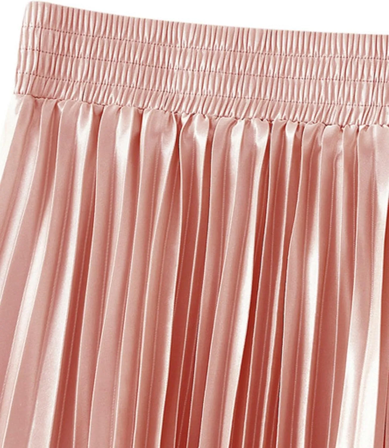 Women's High Waist Pleated Midi Skirts Trendy Elastic Waist A-line Flared Skirt