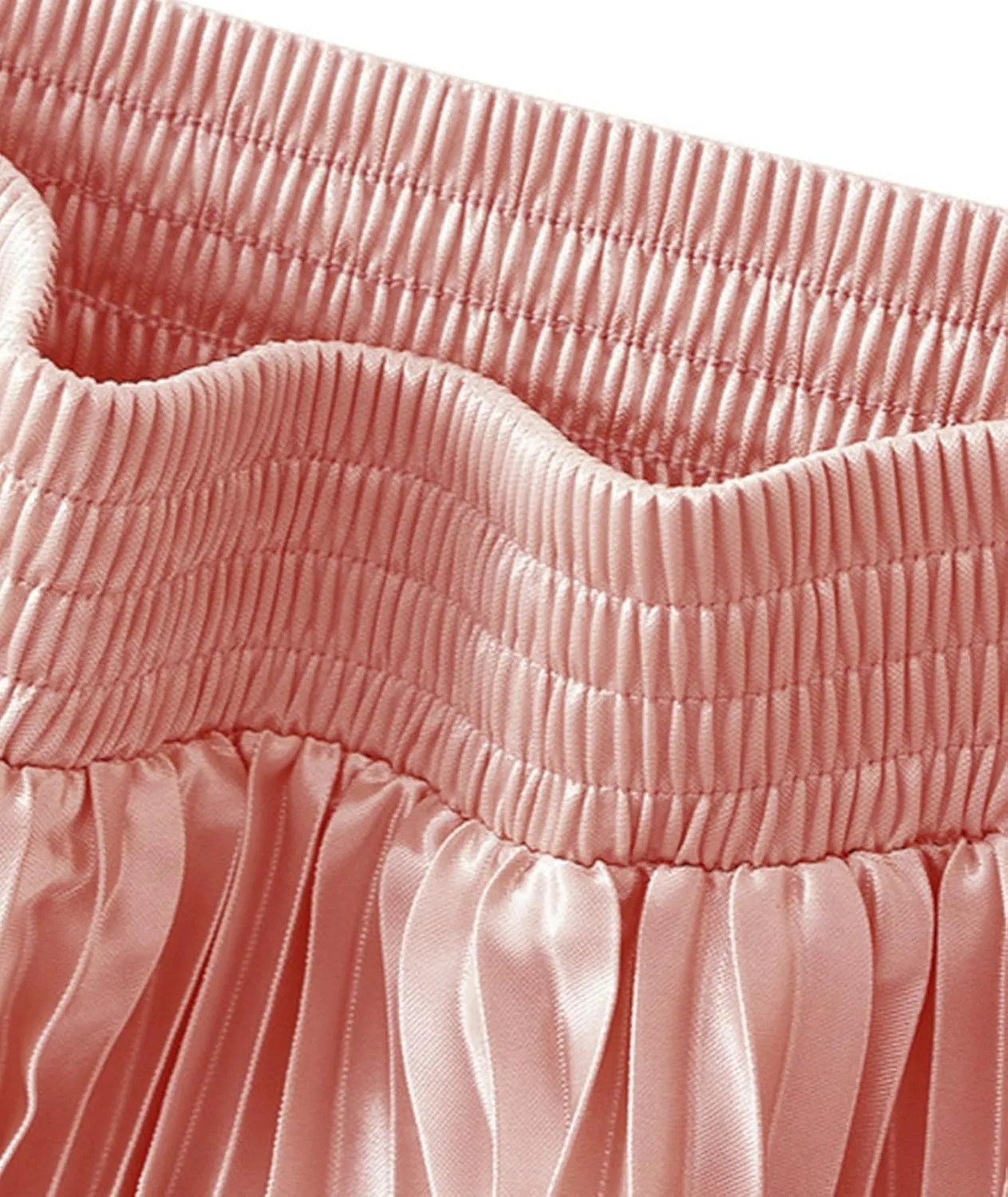 Women's High Waist Pleated Midi Skirts Trendy Elastic Waist A-line Flared Skirt