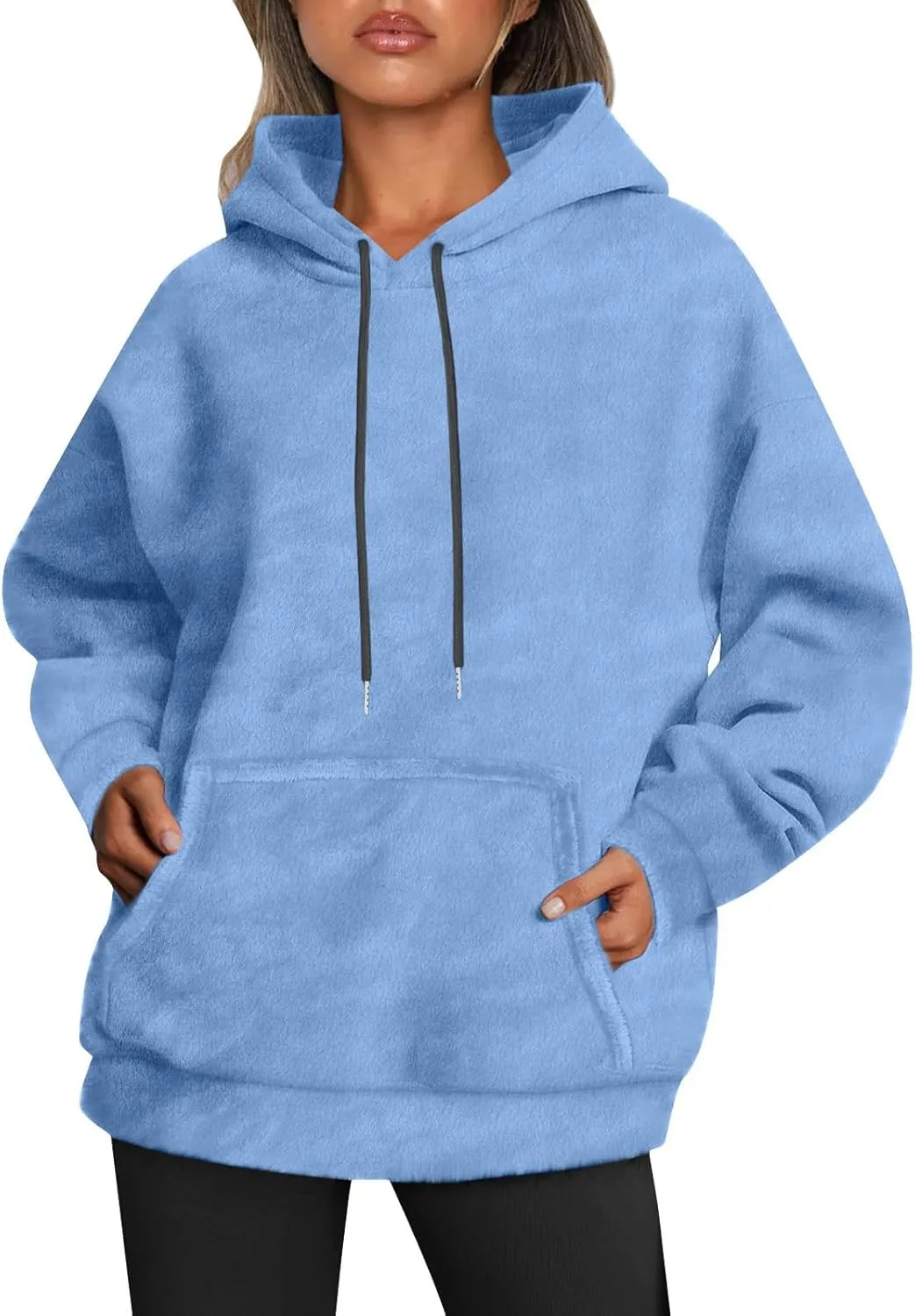 Women's Hooded Sweater Oversized Hoodies 2024 Trendy Basic Solid Loose Sweatshirt Fall Clothes Pullover with