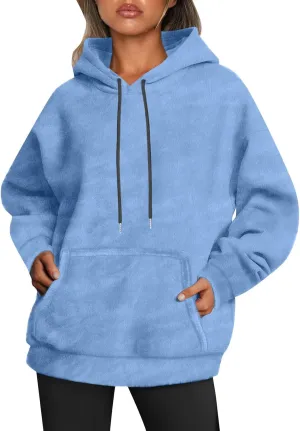 Women's Hooded Sweater Oversized Hoodies 2024 Trendy Basic Solid Loose Sweatshirt Fall Clothes Pullover with