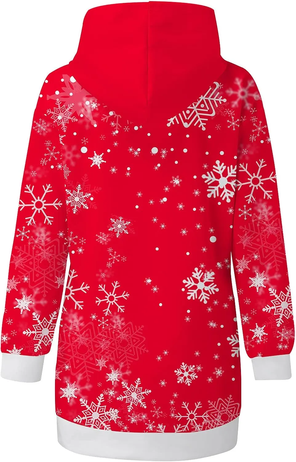 Women's Hoodies Sweatshirt Dresses Fashion Christmas Print Casual Loose Long Sleeve Pullover Jumper Plus Size