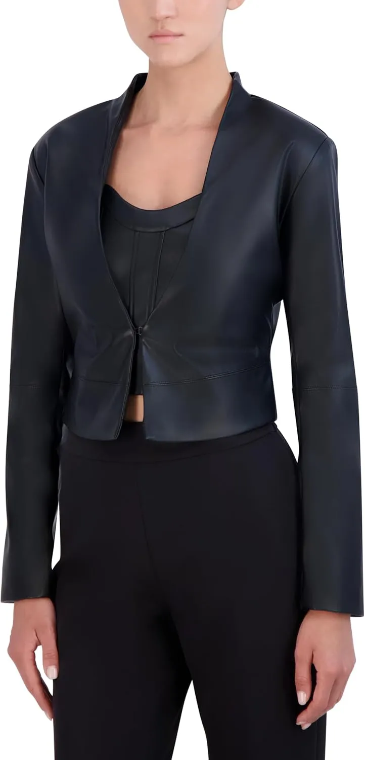 Women's Long Sleeve Faux Leather Jacket