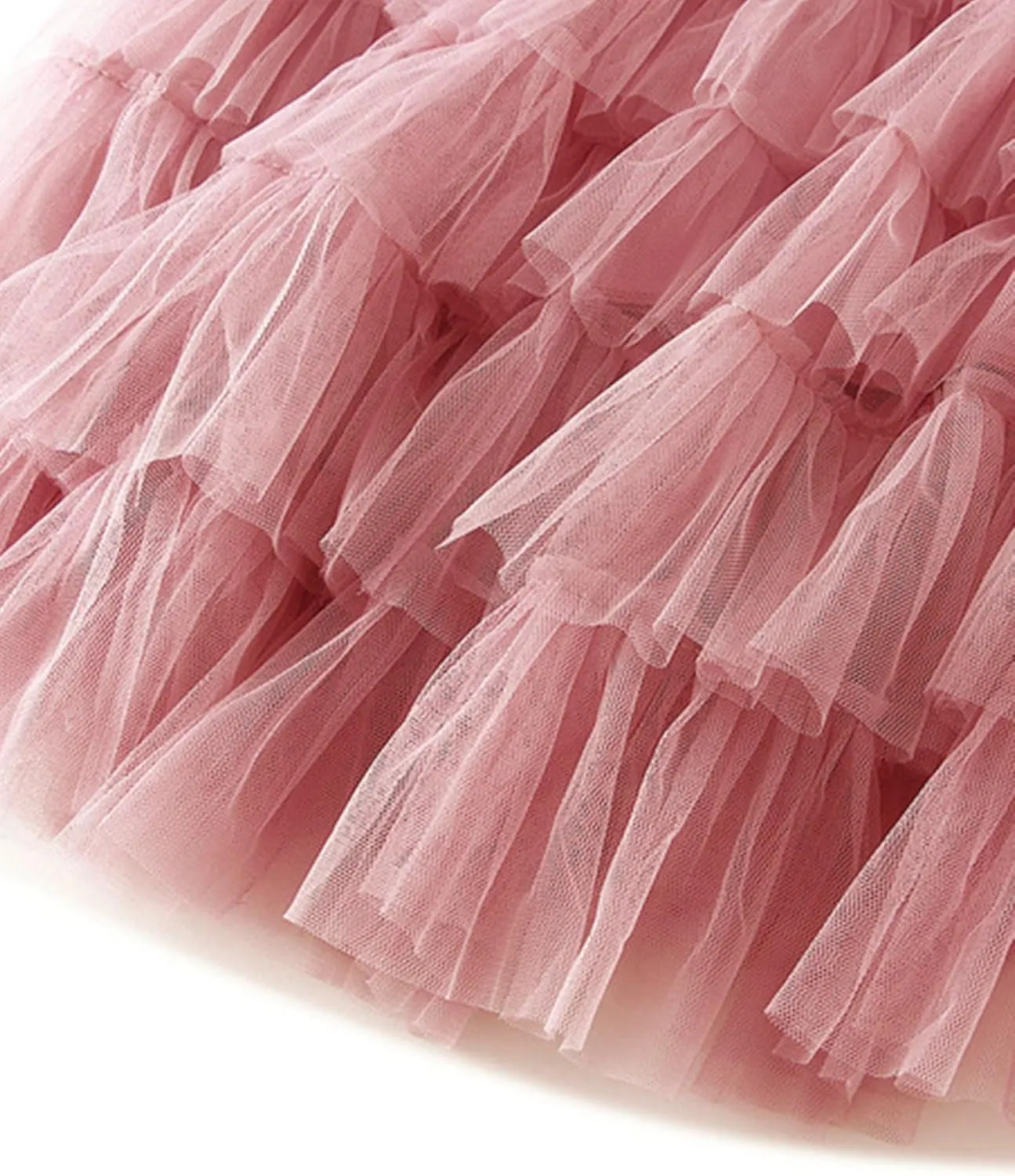 Women's Mesh Pleated Skirt Trendy High Waisted A Line Ruffle Layered Fluffy Long Tulle Skirt