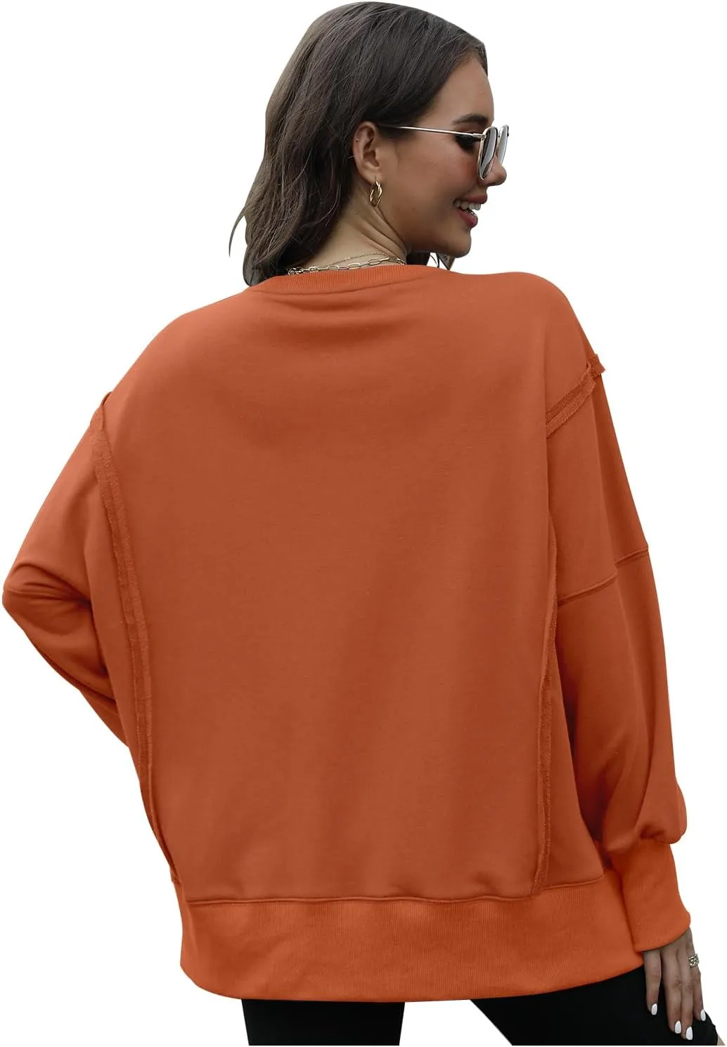 Womens Oversized Sweatshirts Crew Neck Long Sleeve Hoodies Casual Slit Sloucthy 2024 Trendy Pullover Clothes
