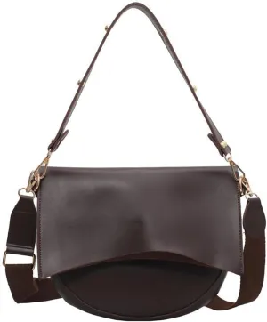 Women's PU Leather Crossbody Bag Wide Strap Satchel Shoulder Bag Large Saddle Flap Tote Designer Handbag and Pursebag1839OWOISS