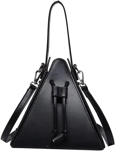Women's Pu Leather Evening Clutch & Crossbody Bag - Unique Top Handle Triangle Satchel for Daily Use