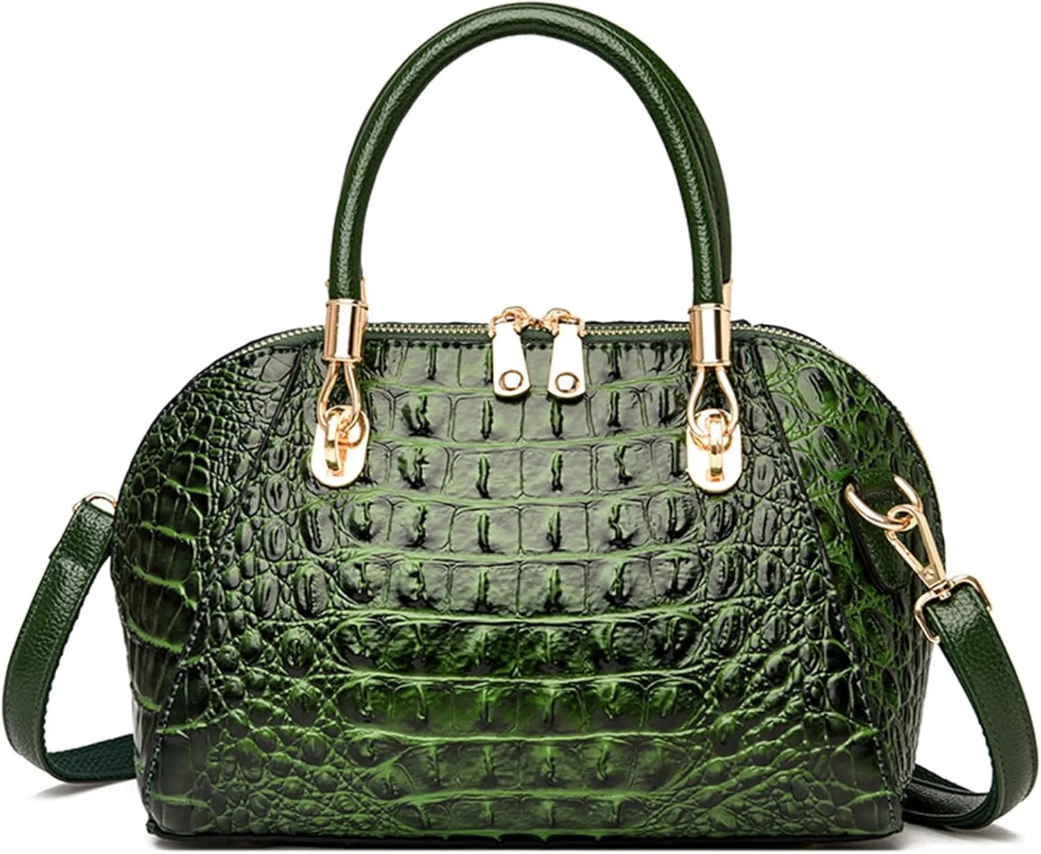 Women's PU Leather Top-Handle Tote Bag Crocodile Print Handbag Purses Retro Shell Shape Satchel Crossbody Shoulder Bagbag1356OWOISS
