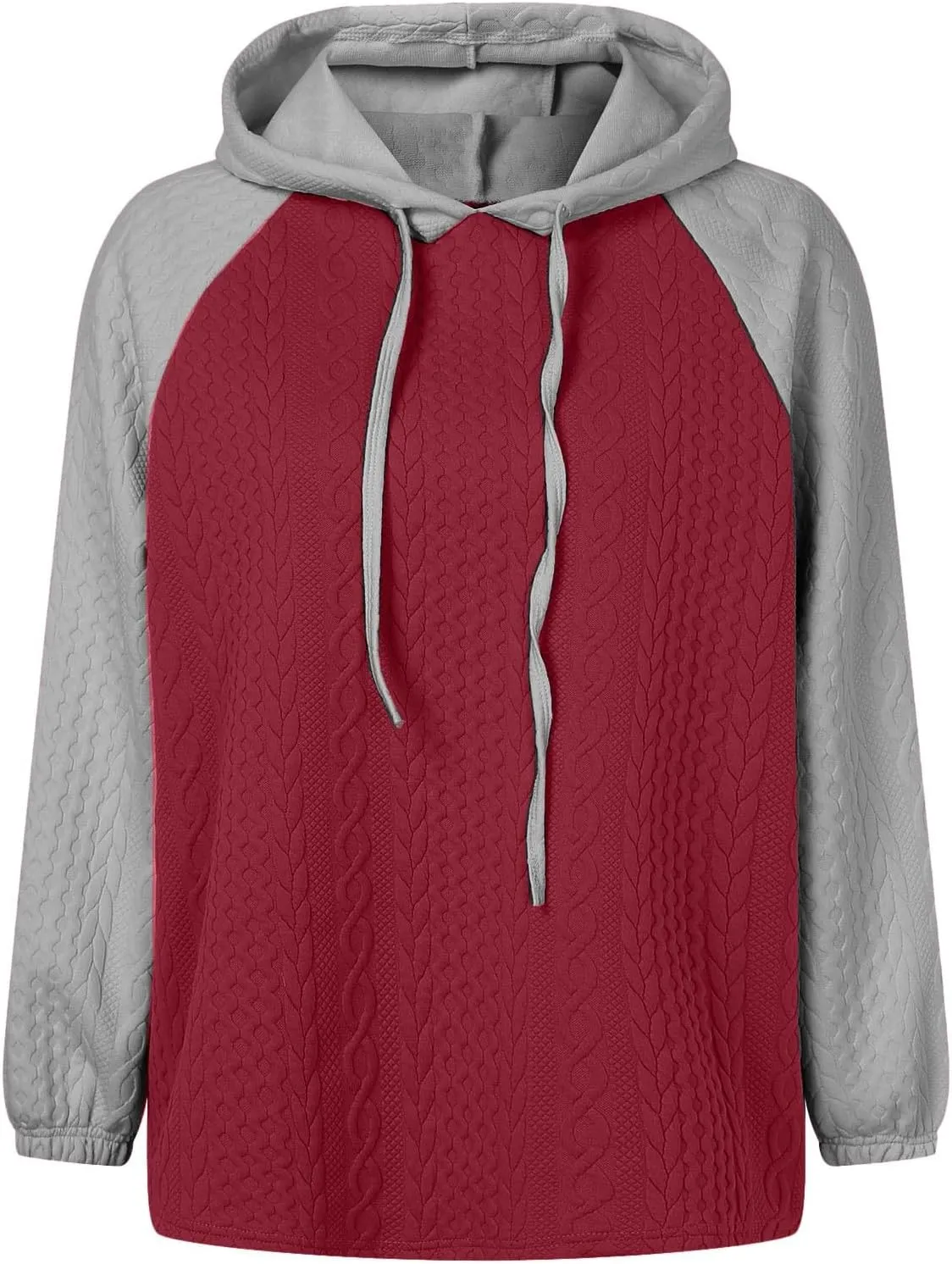 Women's Trendy Fall Tops Casual Oversized Hoodies Color Block Long Sleeve Sweatshirt Drawstring Hooded Pullover