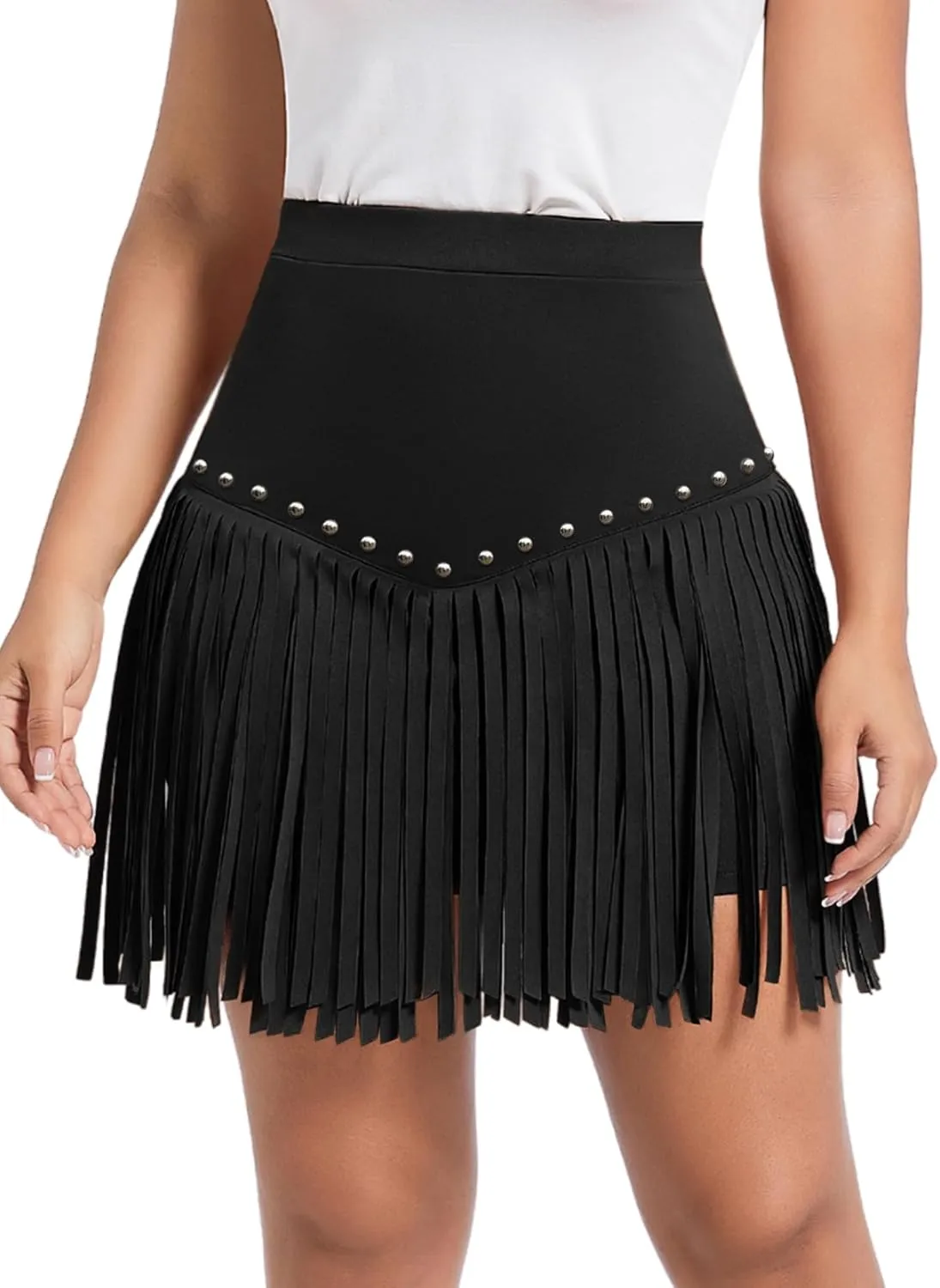 Womens Western Cowgirl Fringe Skirt - Country Concert Outfit Rodeo Tassel Booty Pole Dance Rave Festival Bottoms