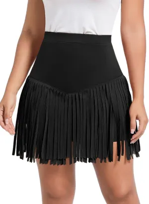 Womens Western Cowgirl Fringe Skirt - Country Concert Outfit Rodeo Tassel Booty Pole Dance Rave Festival Bottoms
