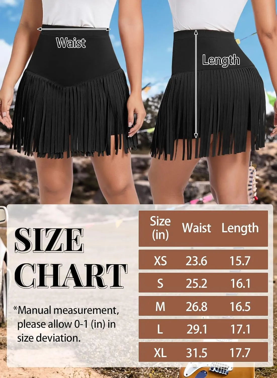 Womens Western Cowgirl Fringe Skirt - Country Concert Outfit Rodeo Tassel Booty Pole Dance Rave Festival Bottoms