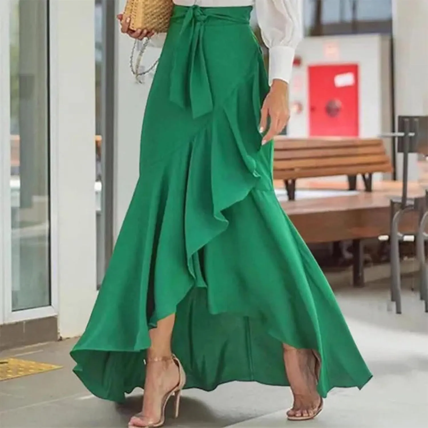Womens Wrap High Cut Criss Cross Maxi Long Loose Fit Skorts for Women Dressy Skort 2025 Y2K