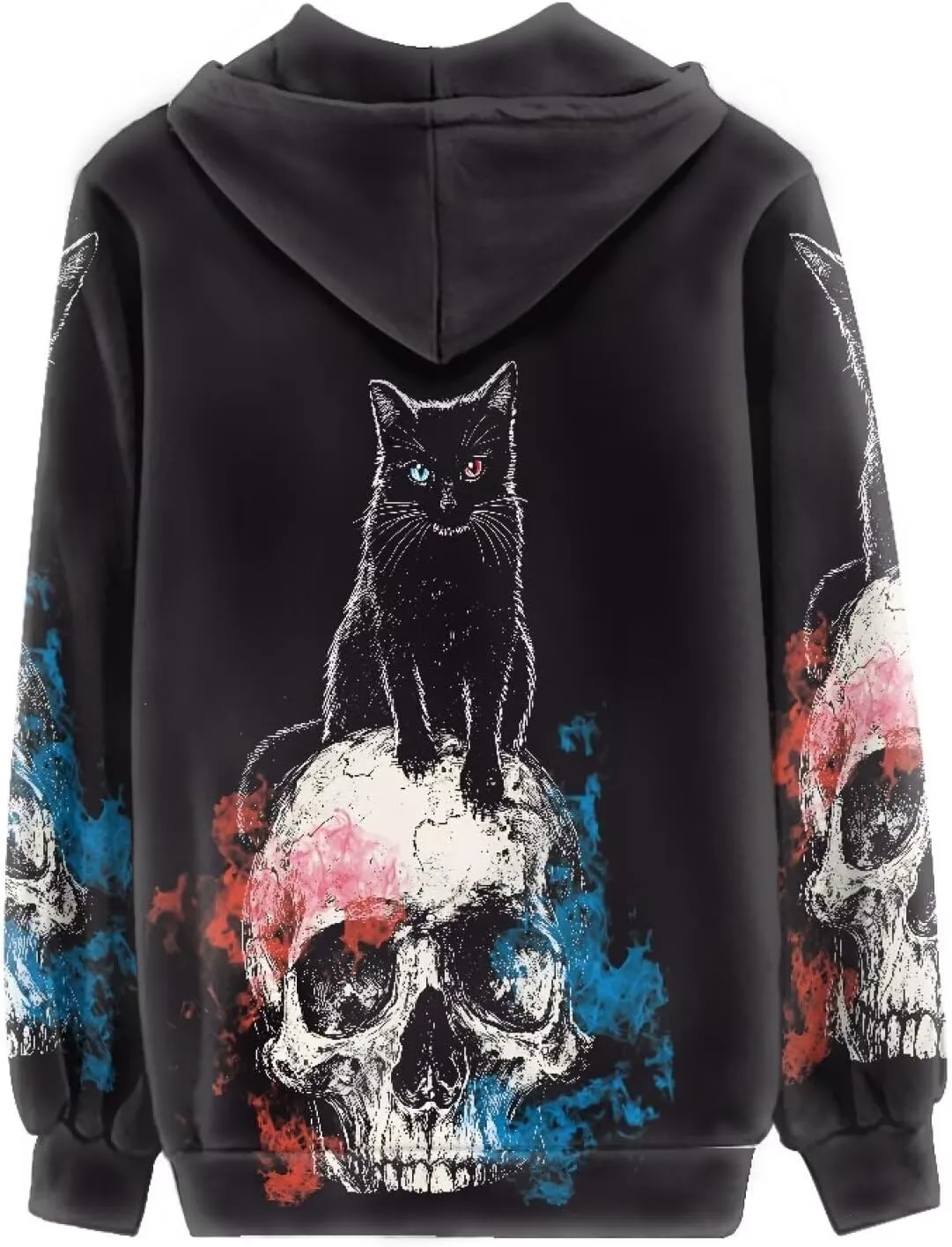 Womens Zip Up Hoodie Unique Graphic Long Sleeve Hooded Sweatshirt Pocket Loose Fit Winter Fall Clothes