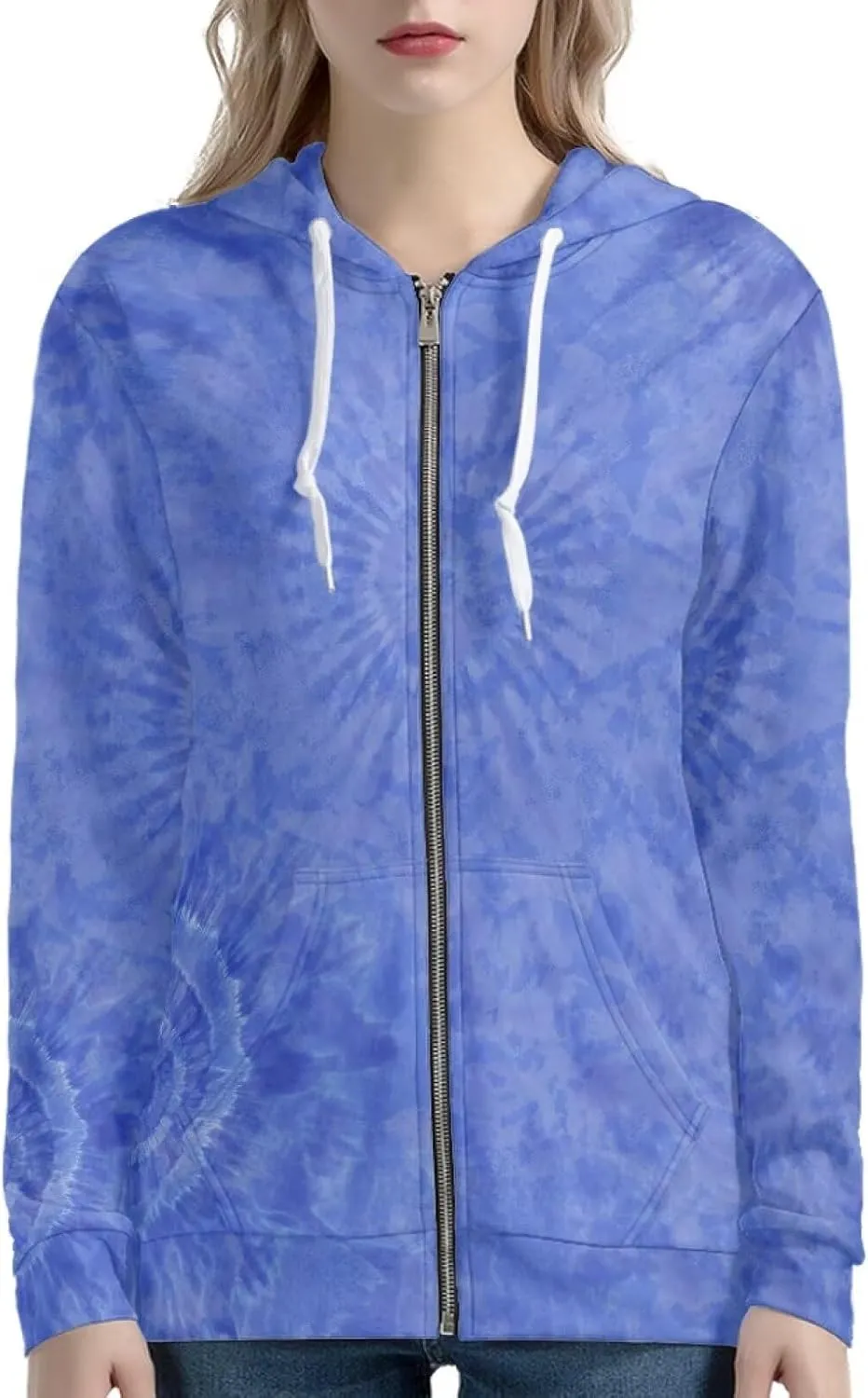 Womens Zip Up Hoodie Unique Graphic Long Sleeve Hooded Sweatshirt Pocket Loose Fit Winter Fall Clothes
