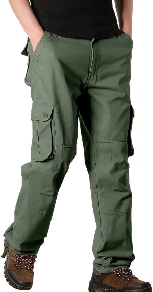 Work Pants for Men Big and Tall Casual Fleece Loose Open Bottom Athletic Pants Straight Leg Outdoor Hiking Pants