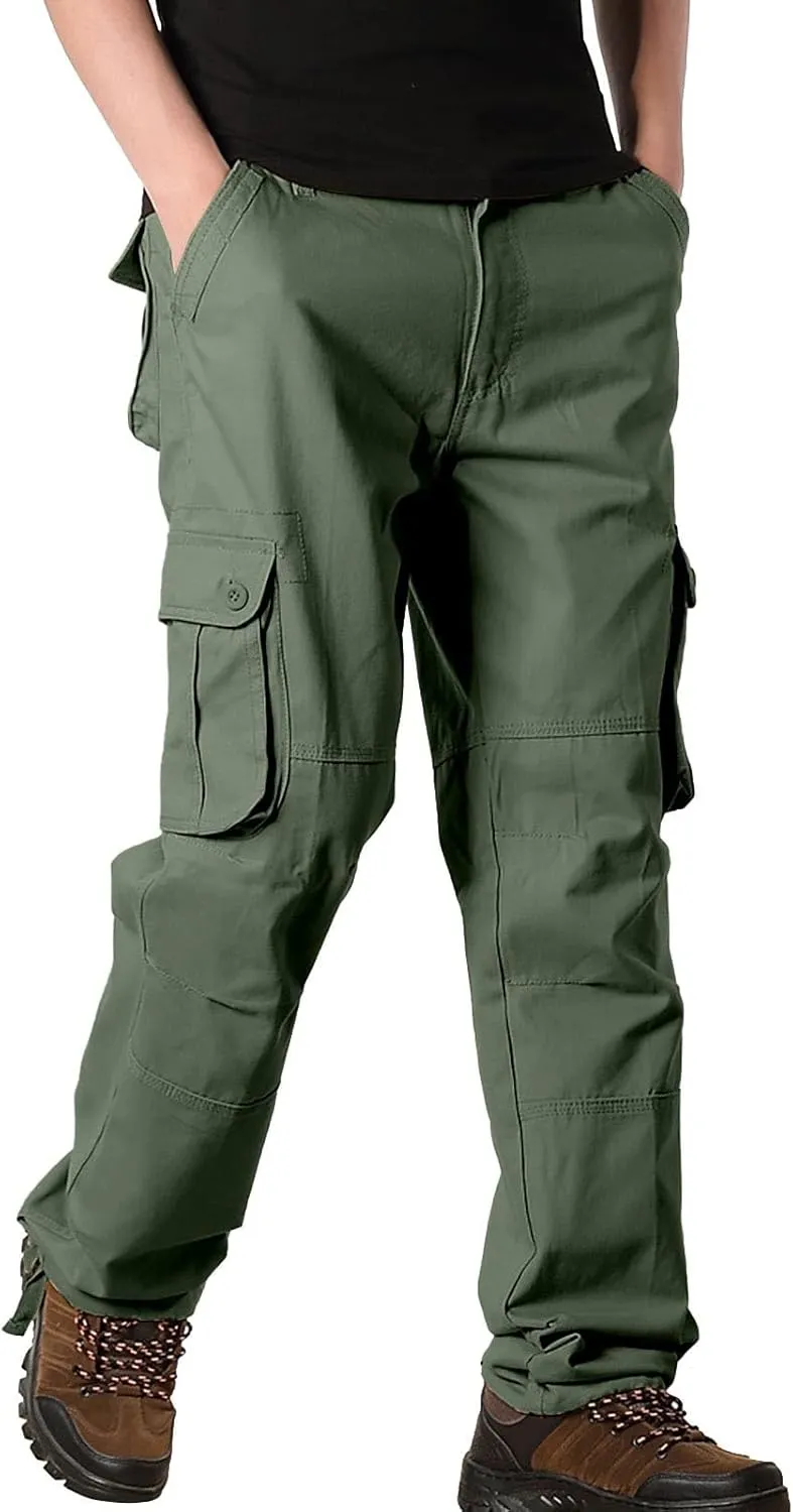 Work Pants for Men Big and Tall Casual Fleece Loose Open Bottom Athletic Pants Straight Leg Outdoor Hiking Pants