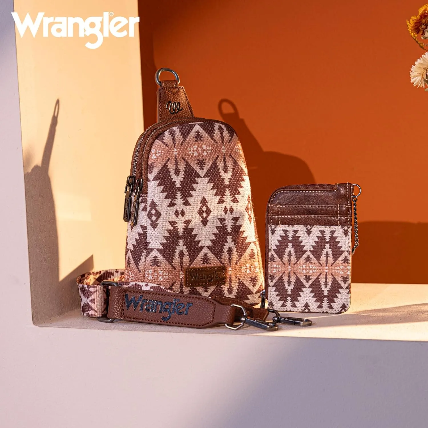 Wrangler Aztec Crossbody Sling Bags for Women Wallet Set
