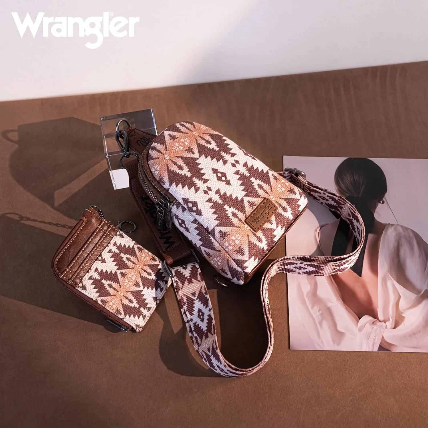 Wrangler Aztec Crossbody Sling Bags for Women Wallet Set