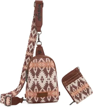 Wrangler Aztec Crossbody Sling Bags for Women Wallet Set