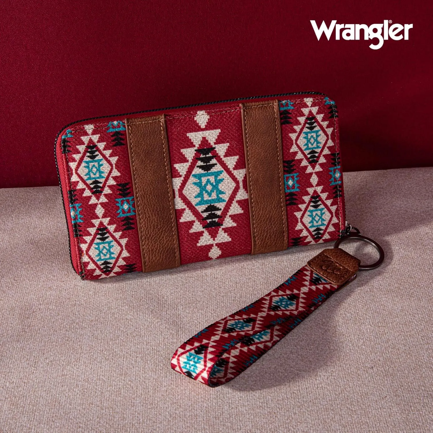 Wrangler Wallet Purse for Women Western Aztec Clutch Wristlet Wallet with Credit Card Holder