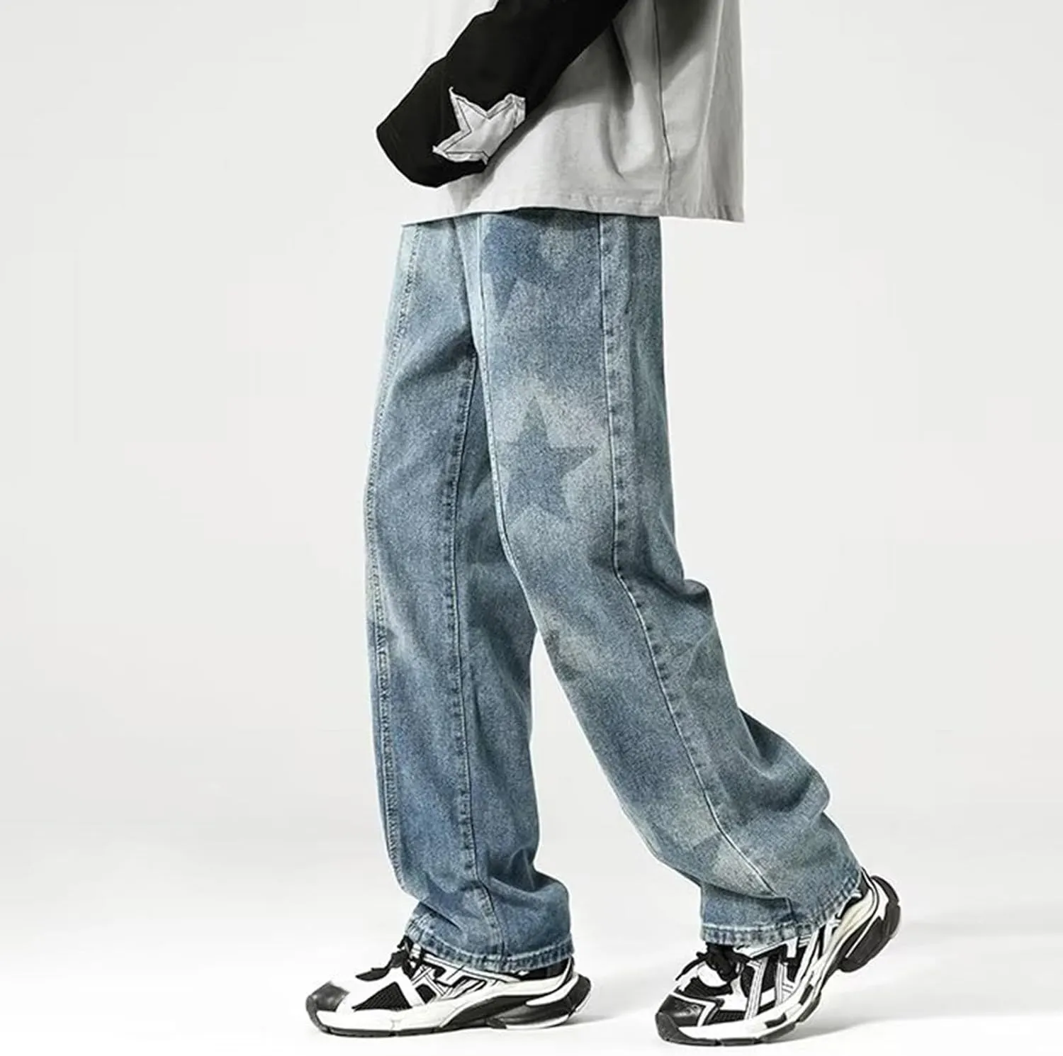 Y2k Pants Men Baggy Cargo Pants Streetwear Straight Tube Hip Hop Joggers Trousers Loose Fit Aesthetic 90s Denim Pants for Men