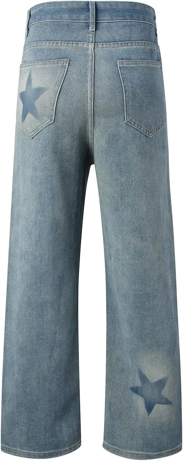 Y2k Pants Men Baggy Cargo Pants Streetwear Straight Tube Hip Hop Joggers Trousers Loose Fit Aesthetic 90s Denim Pants for Men