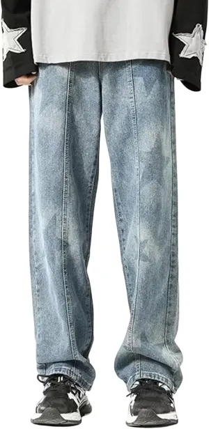 Y2k Pants Men Baggy Cargo Pants Streetwear Straight Tube Hip Hop Joggers Trousers Loose Fit Aesthetic 90s Denim Pants for Men