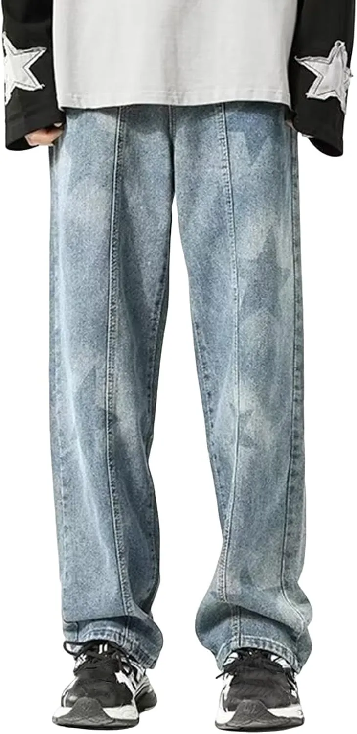 Y2k Pants Men Baggy Cargo Pants Streetwear Straight Tube Hip Hop Joggers Trousers Loose Fit Aesthetic 90s Denim Pants for Men
