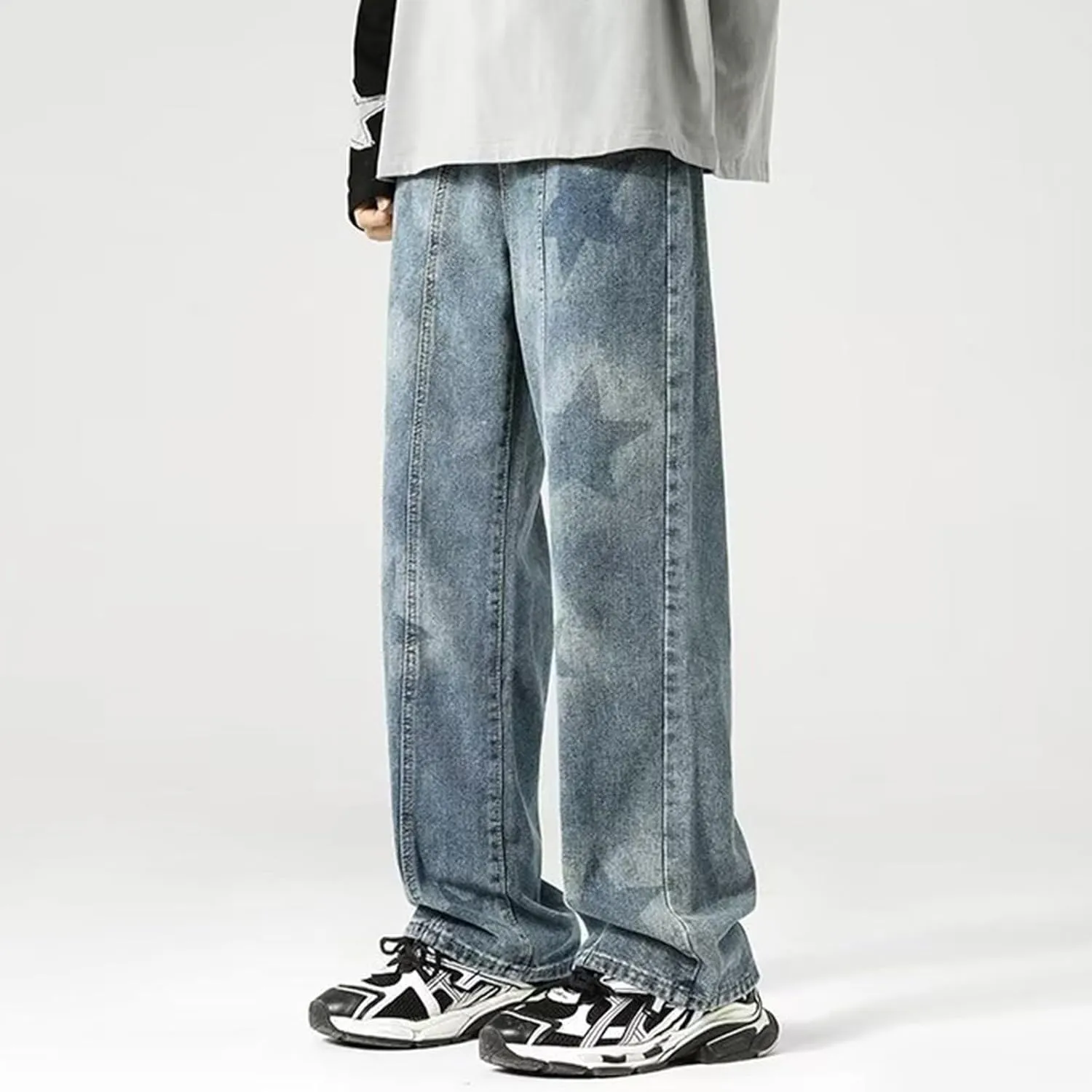 Y2k Pants Men Baggy Cargo Pants Streetwear Straight Tube Hip Hop Joggers Trousers Loose Fit Aesthetic 90s Denim Pants for Men