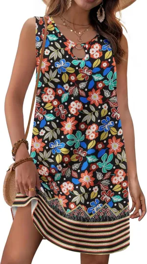 Zeagoo Womens Summer Beach Dresses 2025 Loose Sleeveless Mini Sundress Swimsuit Coverup Spring Casual Boho Tank Dress