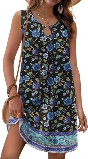 Zeagoo Womens Summer Beach Dresses 2025 Loose Sleeveless Mini Sundress Swimsuit Coverup Spring Casual Boho Tank Dress