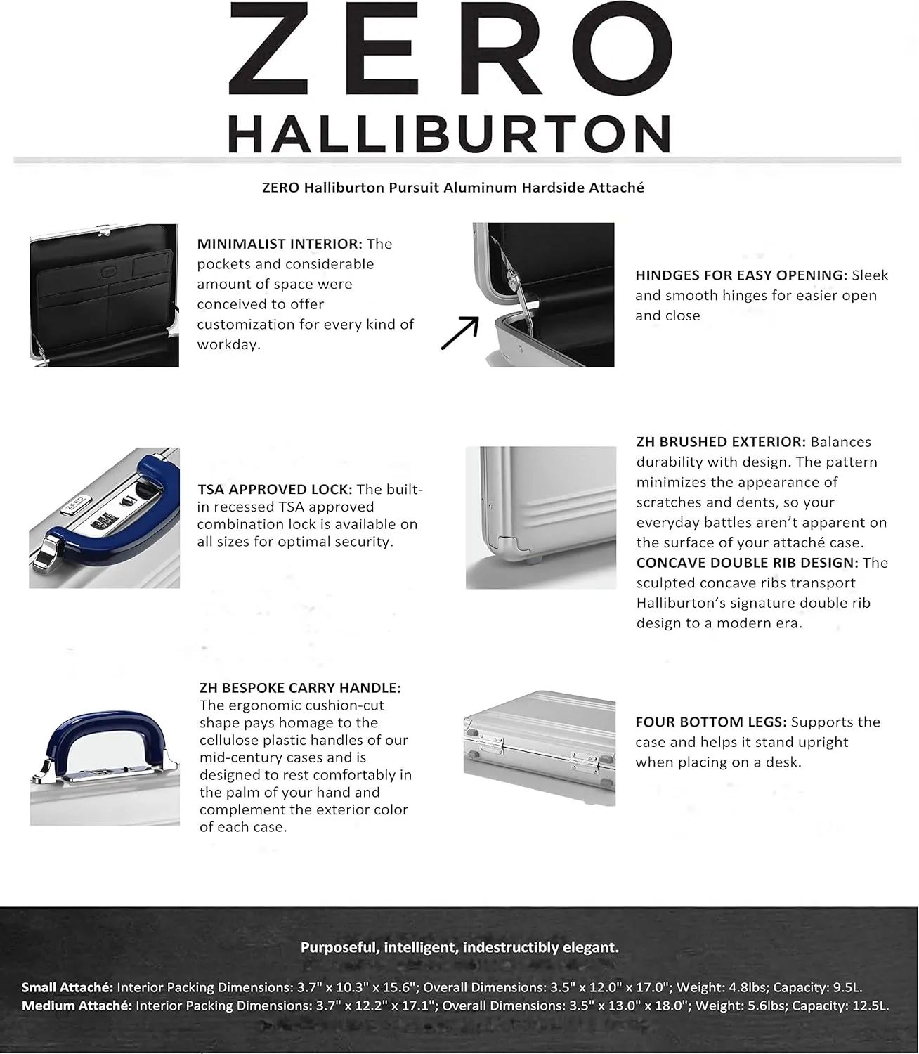 ZERO Halliburton Pursuit Aluminum Hardside Attach (Black, Medium Attach)